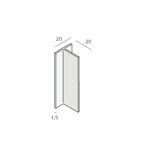 Heering T-profiel gelijkzijdig 20x20x1,5 mm (0920)