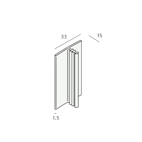 Heering T-profiel ongelijkzijdig 33x15x1,5 mm (0938)