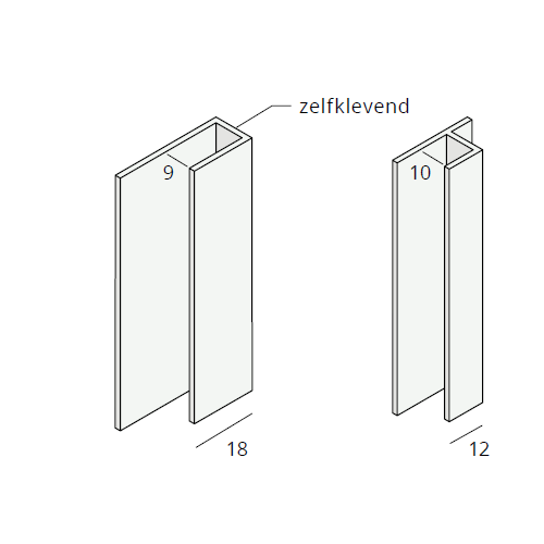 Deeplas aansluitprofiel 9mm